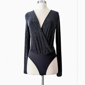 BEBE Bodysuit Burgundy Gold Chain Cutout Embellished Jersey Stretch Petites S/P